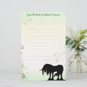 Mystical Unicorn mit Linien (grün/grün) Briefpapier (Stehend Vorderseite)