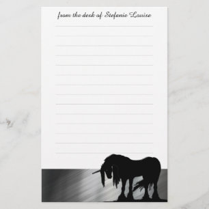 Mystical Unicorn mit Linien (metallisches Silber) Briefpapier