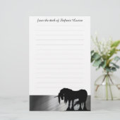 Mystical Unicorn mit Linien (metallisches Silber) Briefpapier (Stehend Vorderseite)