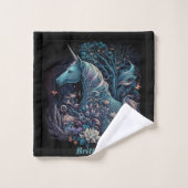 Mystical Unicorn - Personalisierter Fantasy-Wald Badhandtuch Set (Waschlappen)