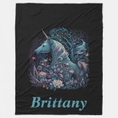 Mystical Unicorn - Personalisierter Fantasy-Wald Fleecedecke (Vorderseite)