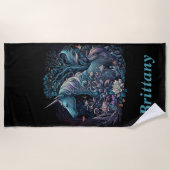 Mystical Unicorn - Personalisierter Fantasy-Wald Strandtuch (Vorderseite)