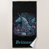 Mystical Unicorn - Personalisierter Fantasy-Wald Strandtuch (Vorderseite)