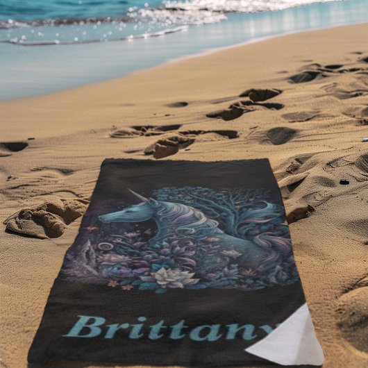 Mystical Unicorn - Personalisierter Fantasy-Wald Strandtuch