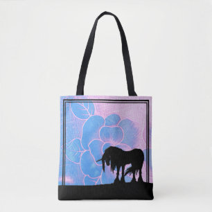 Mystical Unicorn (pink & blau strukturierte Blume) Tasche