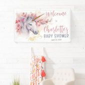 Mystical Unicorn | Pink Floral Girl Babydusche Banner (Insitu)