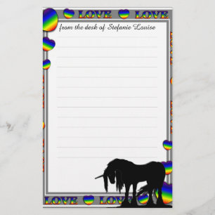 Mystical Unicorn w/lines (Regenbogenherzen) Briefpapier