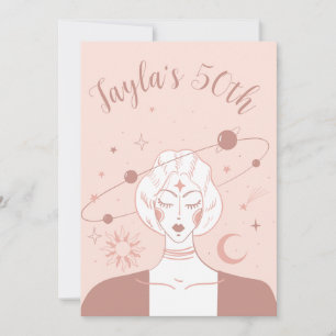 Mystical Universe 50. Geburtstag Musk Pink Unterse Einladung