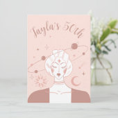 Mystical Universe 50th Birthday Musk Pink Coasters Einladung (Stehend Vorderseite)