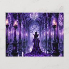 Mystical Vampire Queen in Gothic Castle Hall Postkarte