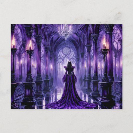 Mystical Vampire Queen in Gothic Castle Hall Postkarte (Vorderseite)