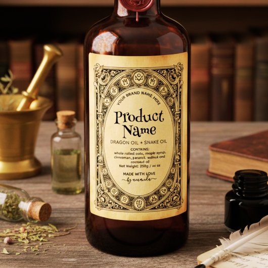 Mystical Vertical Elixirs Apothecary Style Labels Weinetikett
