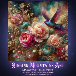 Mystical Vintage Florals Hummingbird Decoupage  Seidenpapier