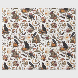 Mystical Vintage Halloween with Cat and Raven Geschenkpapier