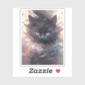 Mystical Watercolor Black Cat | Niedliche Katze Aufkleber (Blatt)