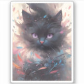 Mystical Watercolor Black Cat | Niedliche Katze Aufkleber (Vorderseite)