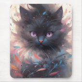 Mystical Watercolor Black Cat | Niedliche Katze Mousepad (Vorne)