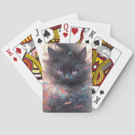 Mystical Watercolor Black Cat | Niedliche Katze Spielkarten