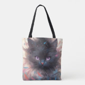 Mystical Watercolor Black Cat | Niedliche Katze Tasche (Rückseite)