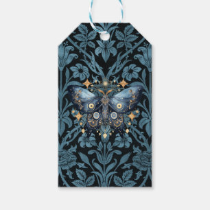 Mystical Watercolor Blue and Gold Night Moth Geschenkanhänger