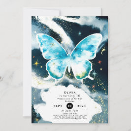 Mystical Watercolor Butterfly Geburtstag Einladung
