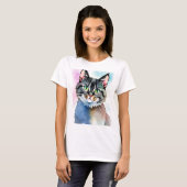 Mystical Watercolor Cat T - Shirt für Frauen - Tra (Vorne ganz)