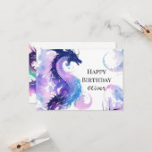 Mystical Watercolor Dragon Birthday Karte (Vorderseite/Rückseite Beispiel)