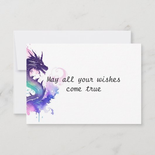 Mystical Watercolor Dragon Birthday Karte (Rückseite)