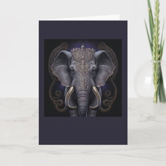 Mystical Watercolor Elephant Note Card Dankeskarte (Vorderseite)