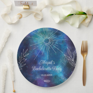 Mystical Watercolor-Junggeselinnen-Abschied Pappteller