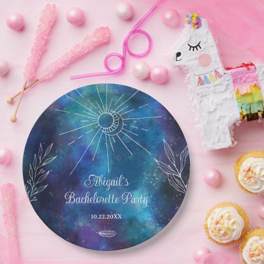 Mystical Watercolor-Junggeselinnen-Abschied Pappteller (Party)