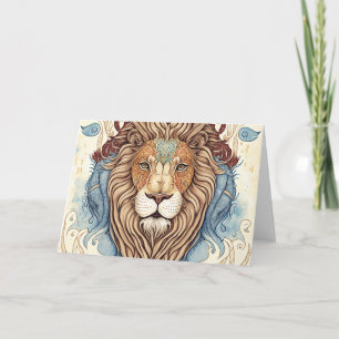 Mystical Watercolor Lion Danke Karte