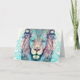 Mystical Watercolor Lion Danke Karte