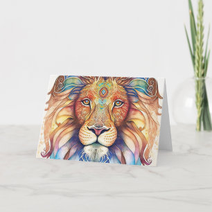 Mystical Watercolor Lion Dankeskarte