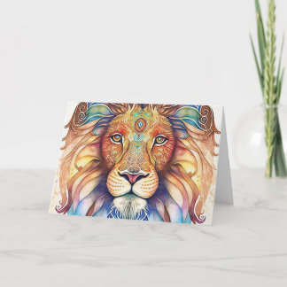 Mystical Watercolor Lion Dankeskarte