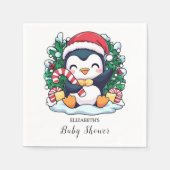 Mystical Whimsical Pinguin Baby Dusche Serviette (Vorderseite)