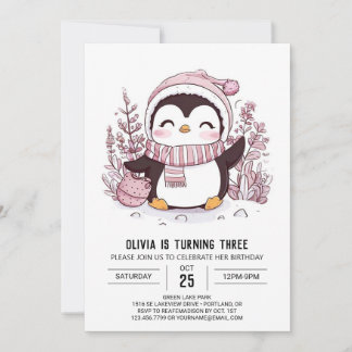 Mystical Whimsical Pinguin Digital zum Geburtstag Einladung