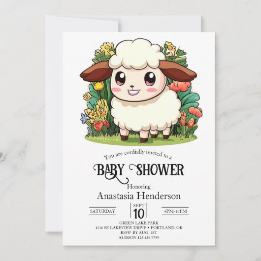 Mystical Whimsical Sheep Baby Dusche Einladung (Vorderseite)