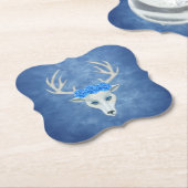 Mystical White Deer Head Blue Eyes Rose Antler Untersetzer (angewinkelt)