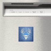 Mystical White Hirsch Head Big Antlers Blue Rose Magnet (In Situ (Geschirrspüler))