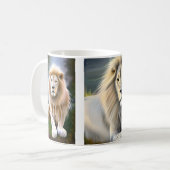 Mystical White Lion AI Art Kaffeetasse (Vorderseite Links)