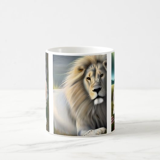 Mystical White Lion AI Art Kaffeetasse (Mittel)