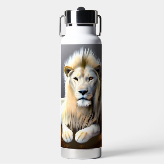 Mystical White Lion AI Art Trinkflasche (Vorderseite)