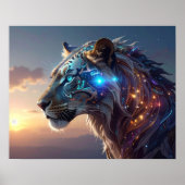 Mystical White Tiger SciFi Fantasy Steampunk Art Poster (Vorne)