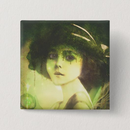 Mystical Willow Tree Fairy Fantasy Art Button (Vorderseite)