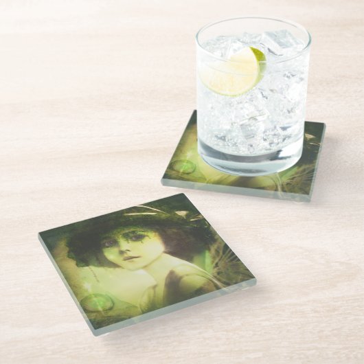 Mystical Willow Tree Fairy Fantasy Art Glasuntersetzer (Schrägansicht)