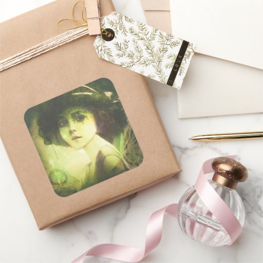 Mystical Willow Tree Fairy Fantasy Art Quadratischer Aufkleber (Schenken)