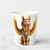 Mystical Winged Cat Sphinx - Ägyptische Fantasieku Pappbecher (Rückseite)