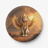 Mystical Winged Cat Sphinx - Ägyptische Fantasieku Pappteller (Vorderseite)