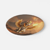 Mystical Winged Cat Sphinx - Ägyptische Fantasieku Pappteller (Schrägansicht)